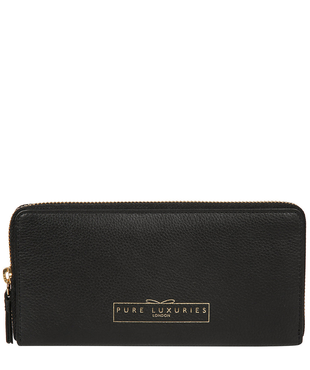Black Leather Zip Round Purse 'Frieda' by Pure Luxuries – Pure Luxuries ...