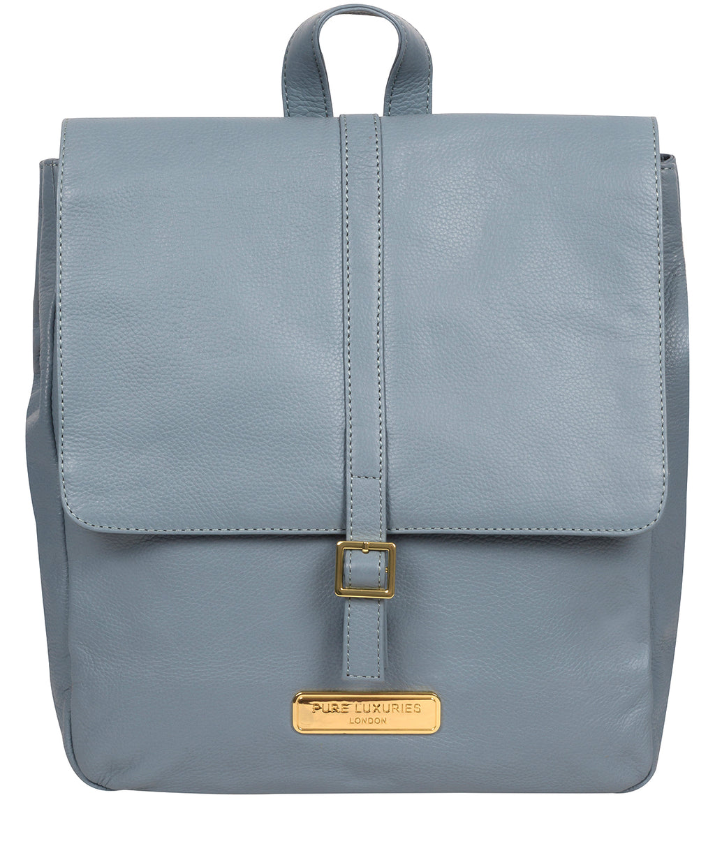 Blue Leather Backpack 'Daisy' by Pure Luxuries Pure Luxuries London
