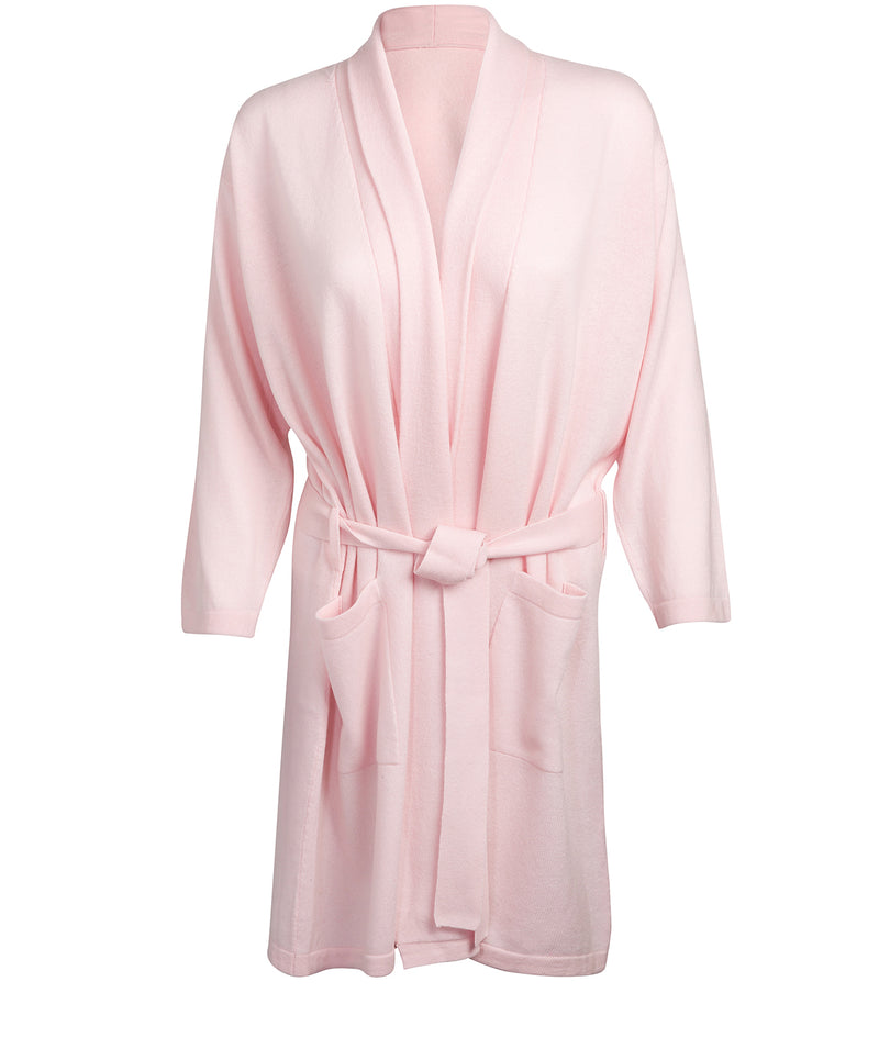 'Hallbeck' Blush Pink Small Merino Wool and Cashmere Dressing Gown