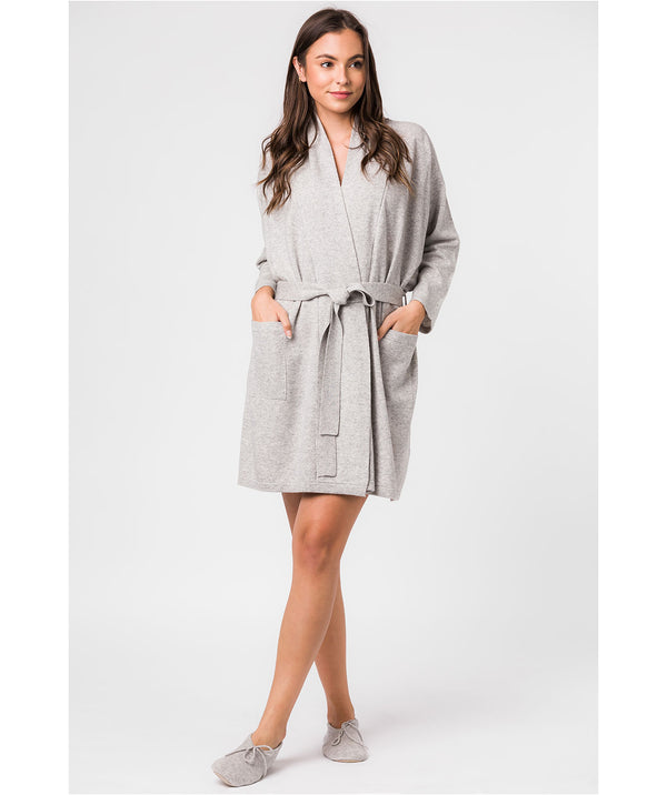 'Alston' Foggy Medium Merino Wool and Cashmere Dressing Gown