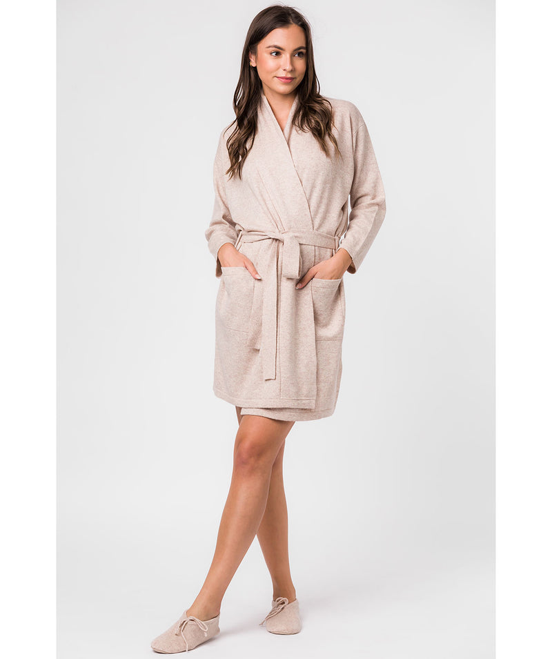 'Hallbeck' Oatmeal Small Merino Wool and Cashmere Dressing Gown