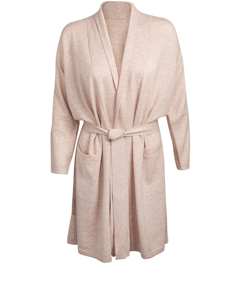 'Hallbeck' Oatmeal Small Merino Wool and Cashmere Dressing Gown