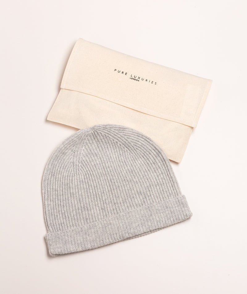 'Grizedale' Foggy Cashmere & Merino Wool Beanie Hat
