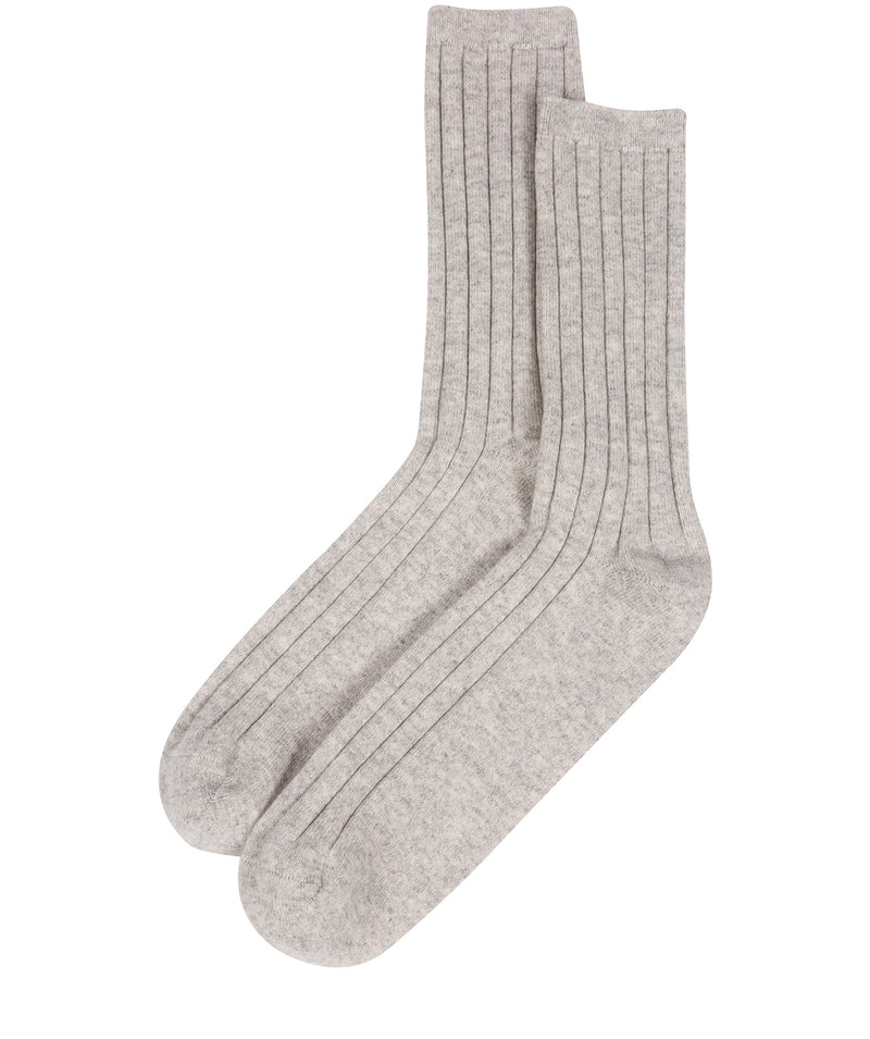 'Dalton' Foggy Large Cashmere and Merino Wool Ribbed Socks