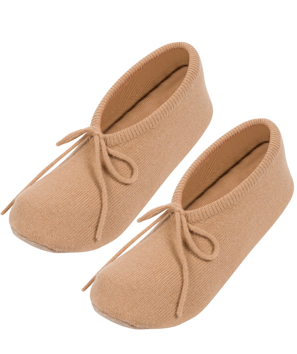 'Millom' Caramel Cashmere & Merino Wool Medium Ballet Slippers