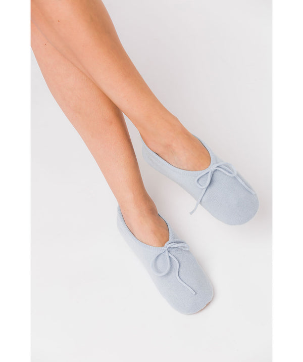 'Millom' Powder Blue Cashmere & Merino Wool Medium Ballet Slippers