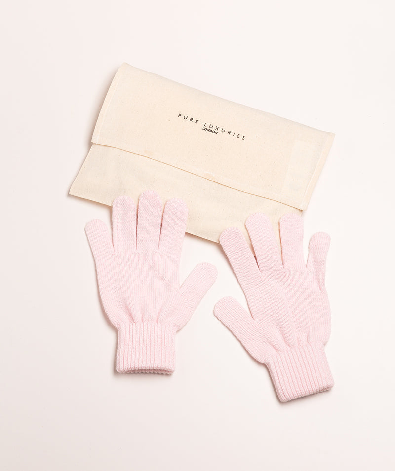 'Windermere' Blush Pink Cashmere & Merino Wool Gloves