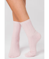 'Cartmel' Blush Pink Cashmere & Merino Wool Ribbed Socks