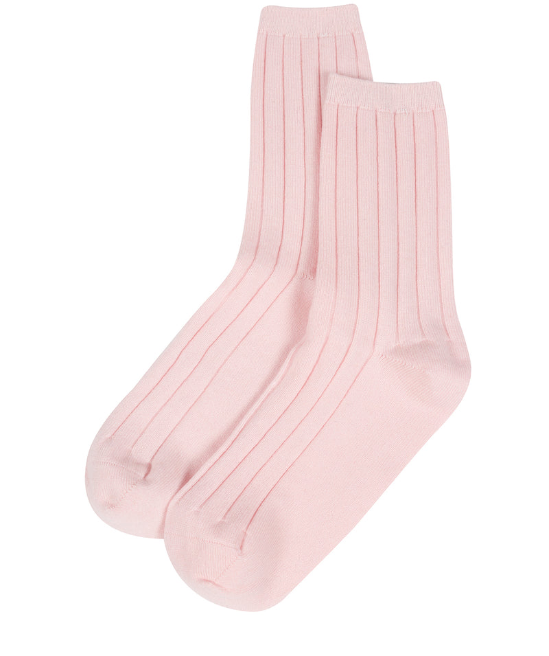 'Cartmel' Blush Pink Cashmere & Merino Wool Ribbed Medium Socks