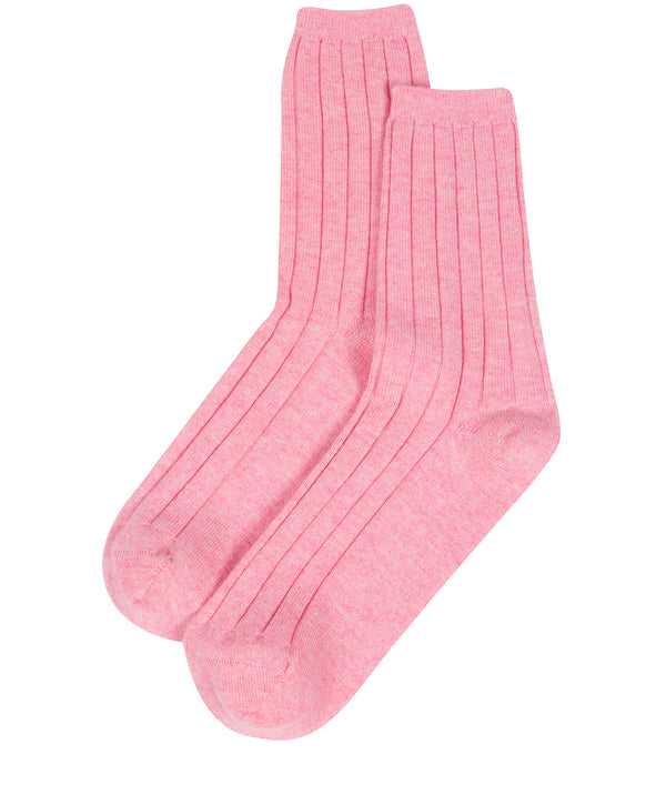 'Cartmel' Carnation Pink Cashmere & Merino Wool Ribbed Socks