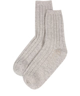 'Cartmel' Foggy Cashmere & Merino Wool Ribbed Medium Socks