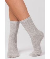 'Cartmel' Foggy Cashmere & Merino Wool Ribbed Socks