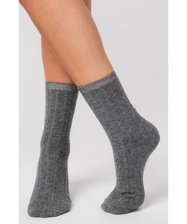 'Cartmel' Grey Cashmere & Merino Wool Ribbed Socks