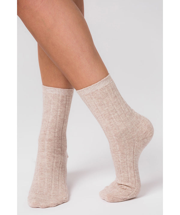 'Cartmel' Oatmeal Cashmere & Merino Wool Ribbed Socks