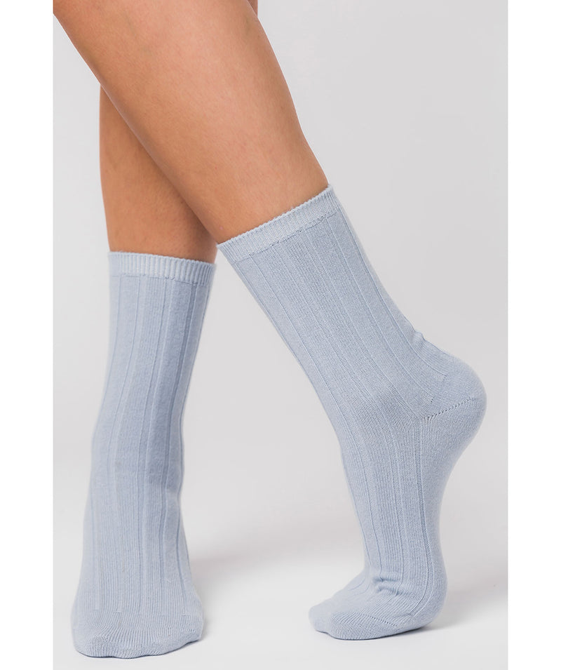 'Cartmel' Powder Blue Cashmere & Merino Wool Ribbed Socks
