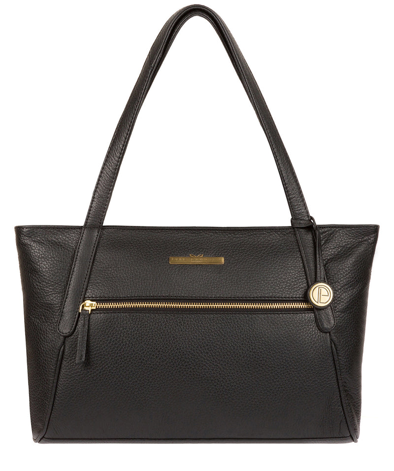 'Carly' Black Leather Medium Tote Bag image 1