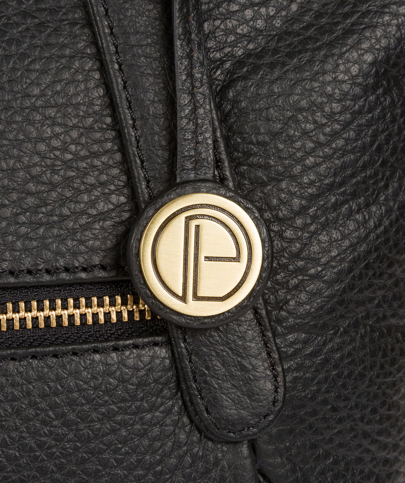 'Carly' Black Leather Medium Tote Bag image 5