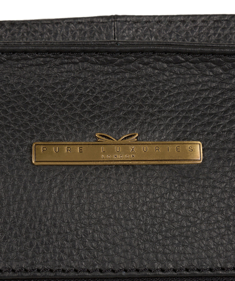 'Carly' Black Leather Medium Tote Bag image 6