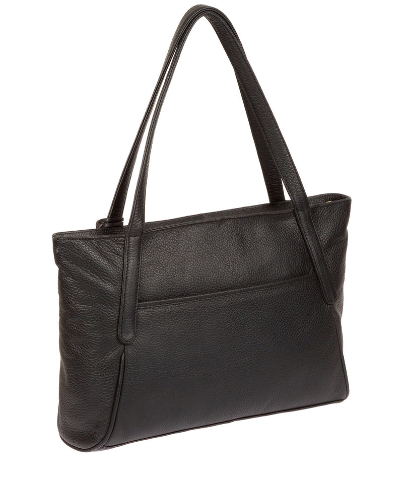 'Carly' Black Leather Medium Tote Bag image 7