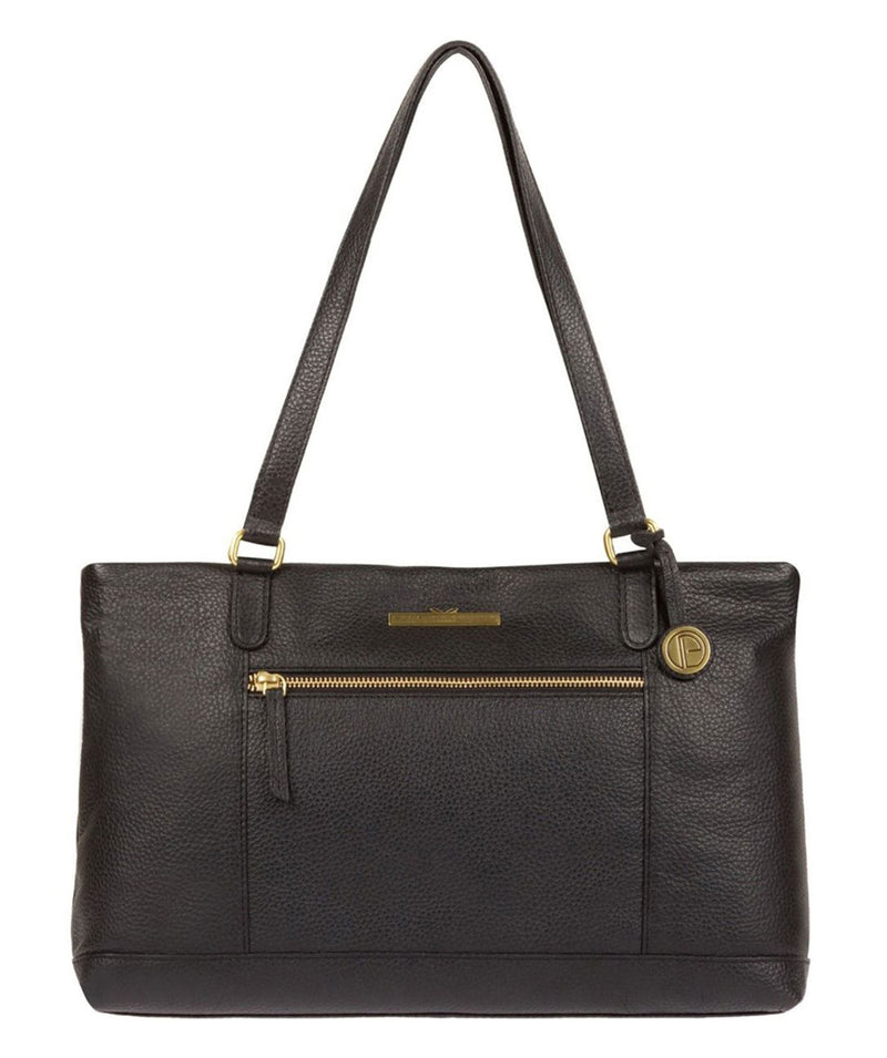 'Thea' Black Leather Shoulder Bag