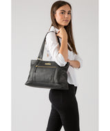 'Thea' Black Leather Shoulder Bag image 2