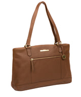 'Thea' Dark Tan Leather Shoulder Bag image 5