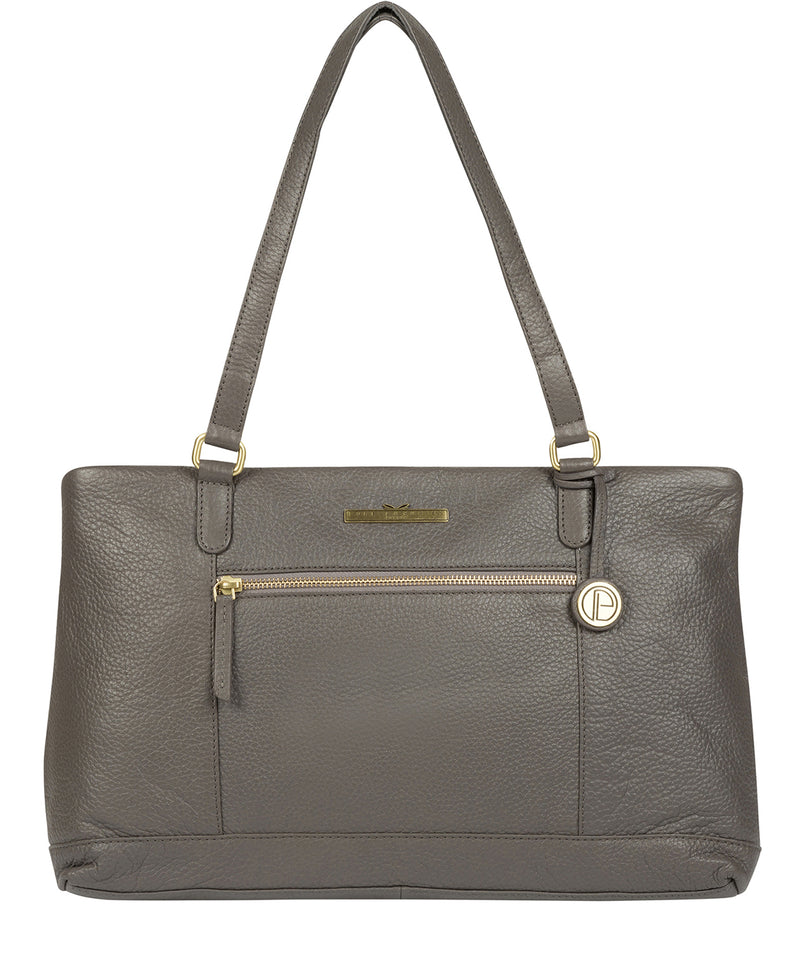 'Thea' Grey Leather Shoulder Bag image 1