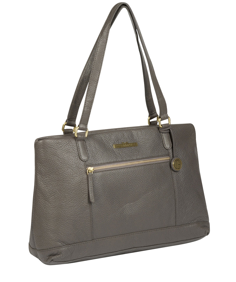 'Thea' Grey Leather Shoulder Bag image 3