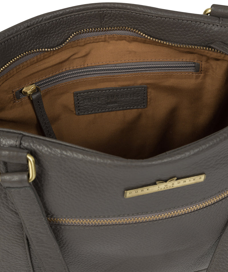 'Thea' Grey Leather Shoulder Bag image 4