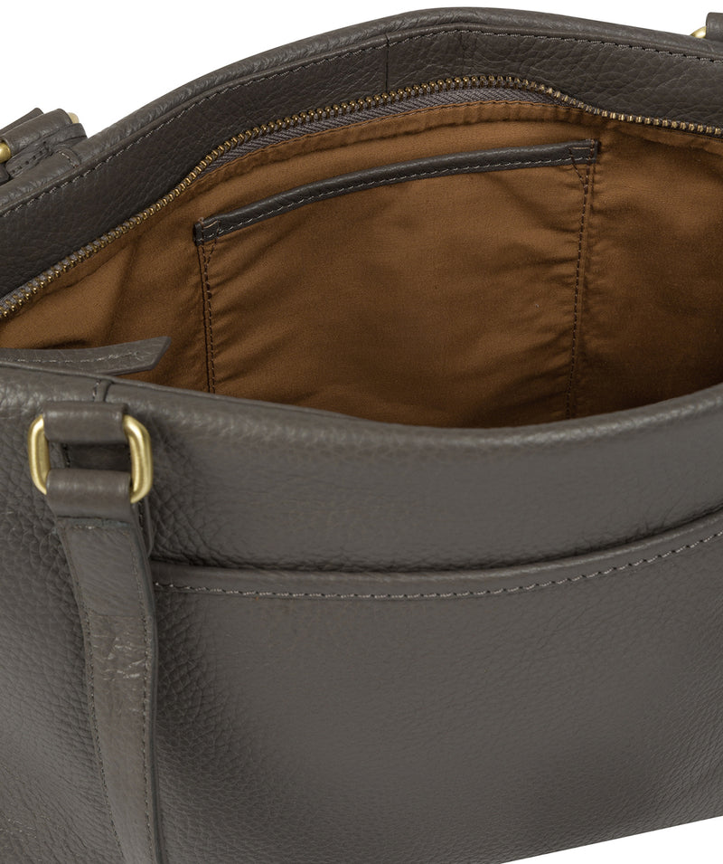 'Thea' Grey Leather Shoulder Bag image 5