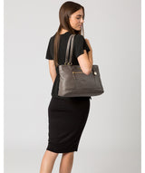 'Thea' Grey Leather Shoulder Bag image 2