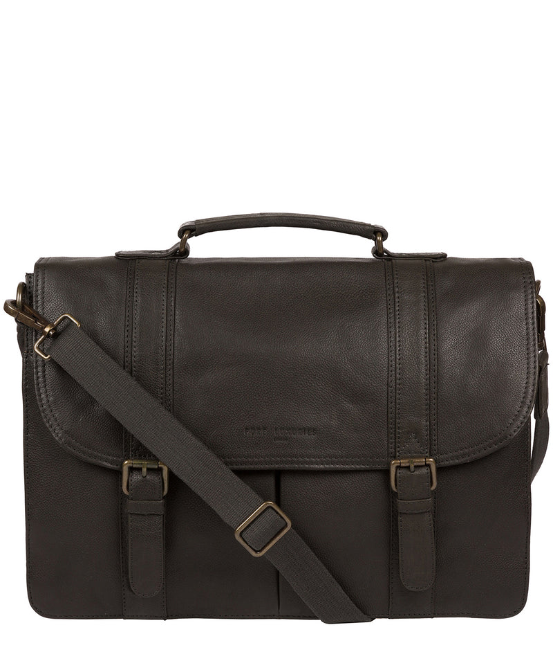 'Logan' Ash Black Leather Work Bag image 1