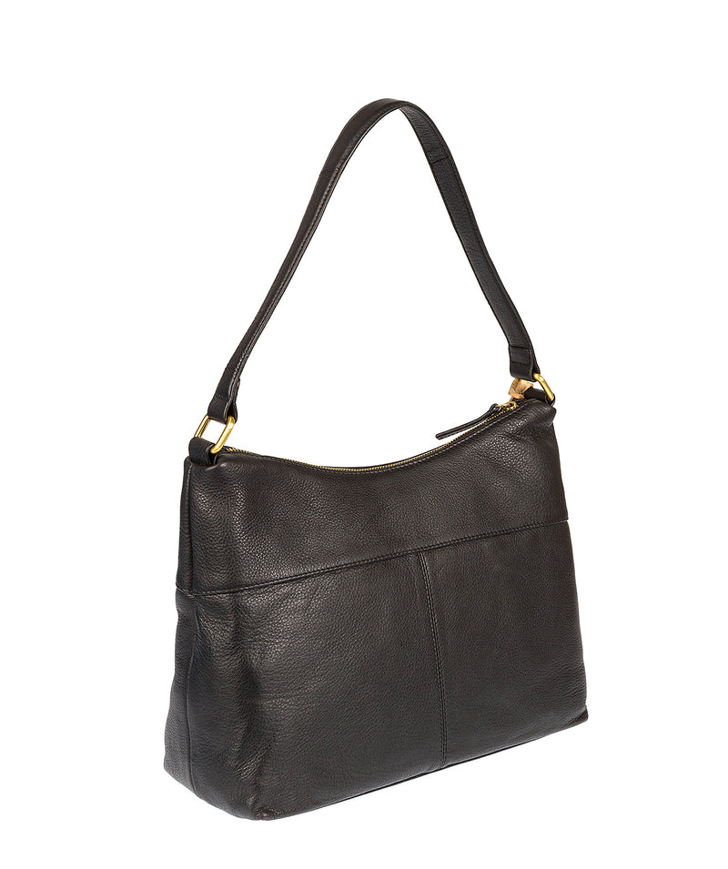 'Cherry' Black & Champagne Trim Leather Shoulder Bag