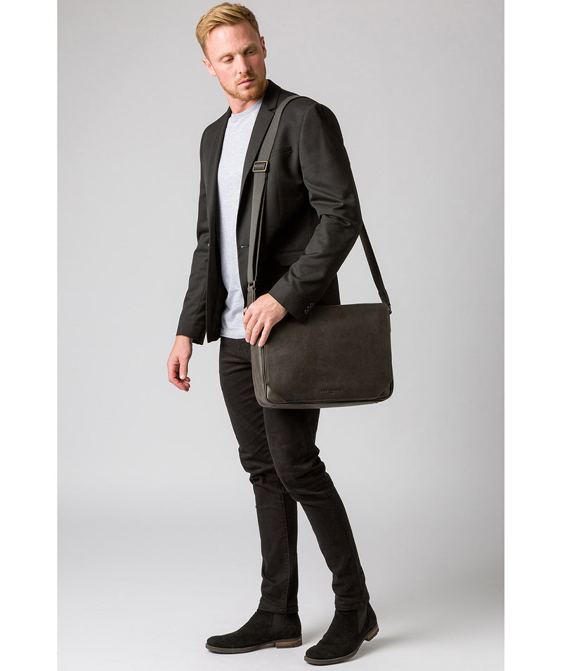 'Eiger' Ash Black Leather Messenger Bag image 2