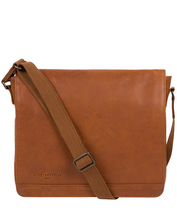 'Peak' Tan Leather Messenger Bag Pure Luxuries London