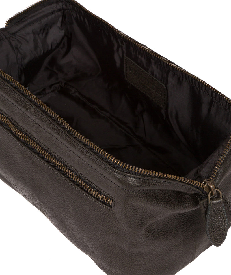 'Kea' Ash Black Leather Washbag Pure Luxuries London