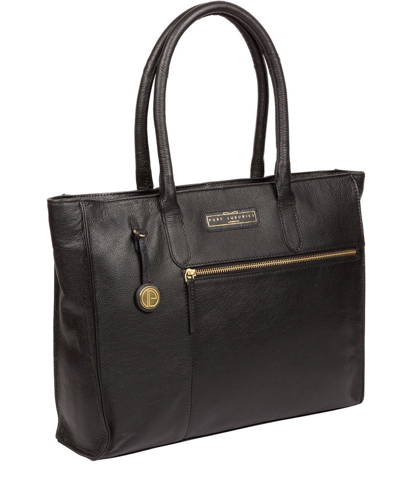 'Bloomsbury' Black & Gold Leather Tote Bag Pure Luxuries London