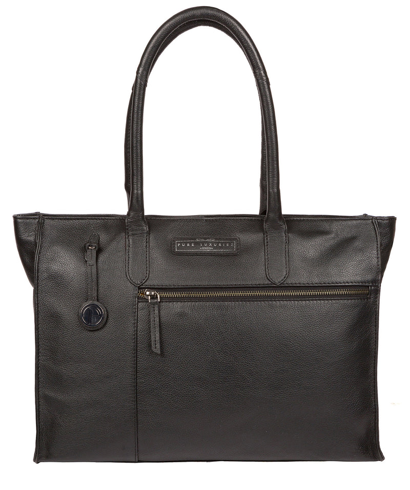 'Bloomsbury' Black & Silver Leather Tote Bag image 1