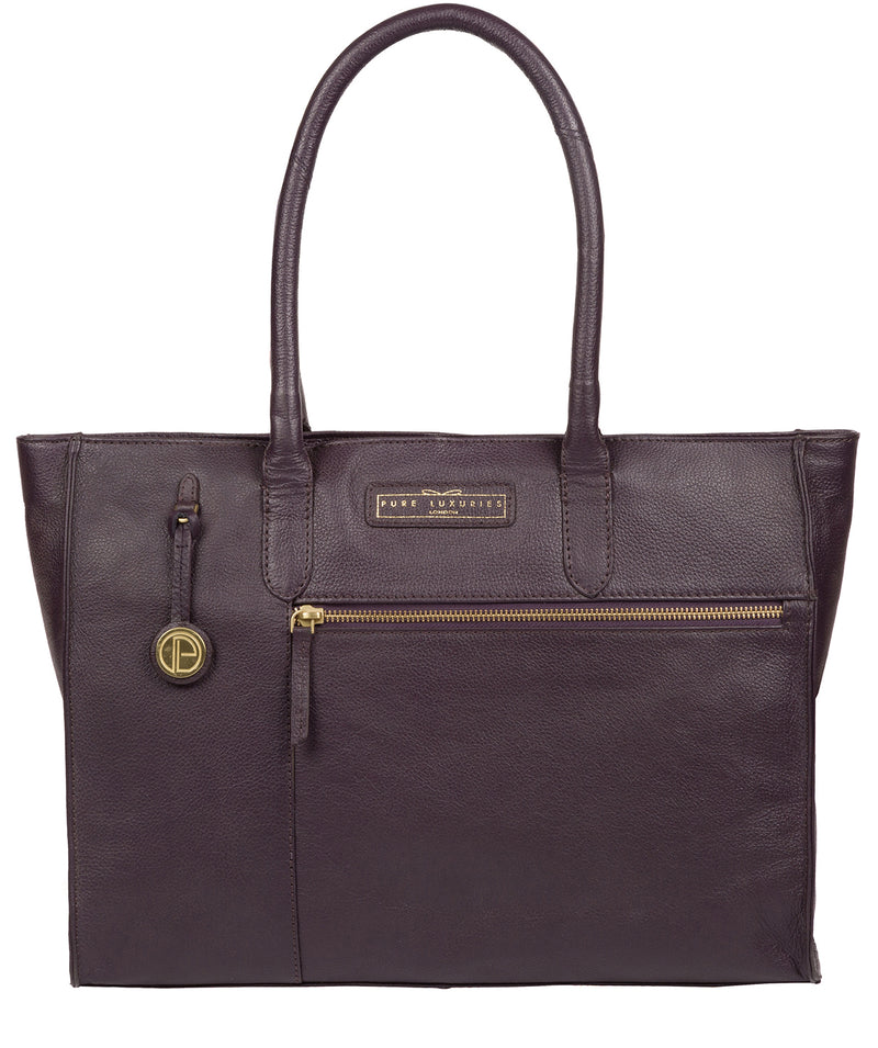 'Bloomsbury' Plum Leather Tote Bag image 1