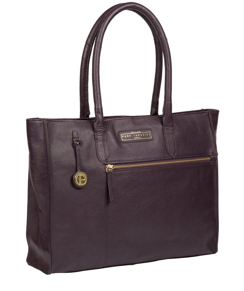 'Bloomsbury' Plum Leather Tote Bag image 3