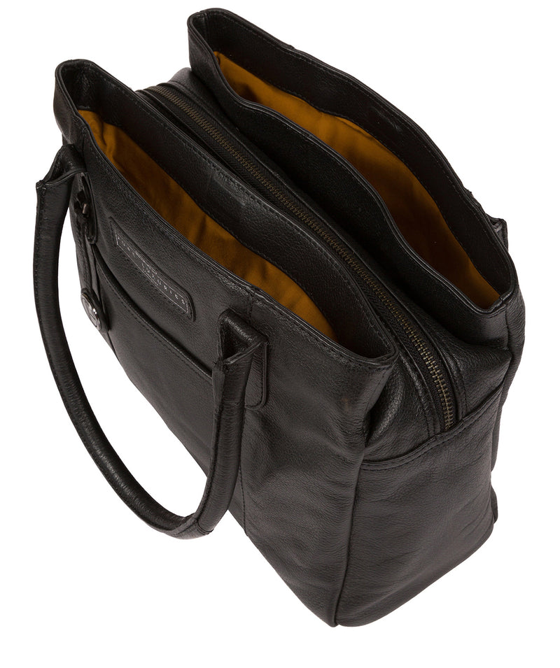 'Goldbourne' Black & Silver Leather Handbag