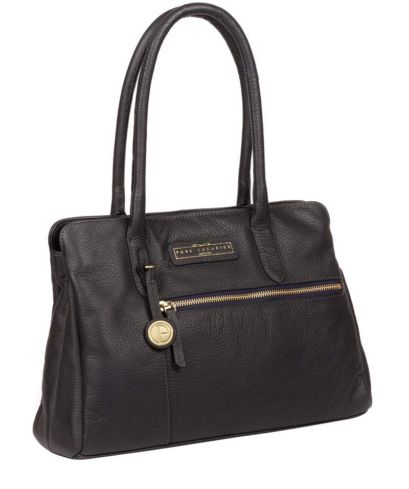 'Regent' Navy Leather Handbag image 5
