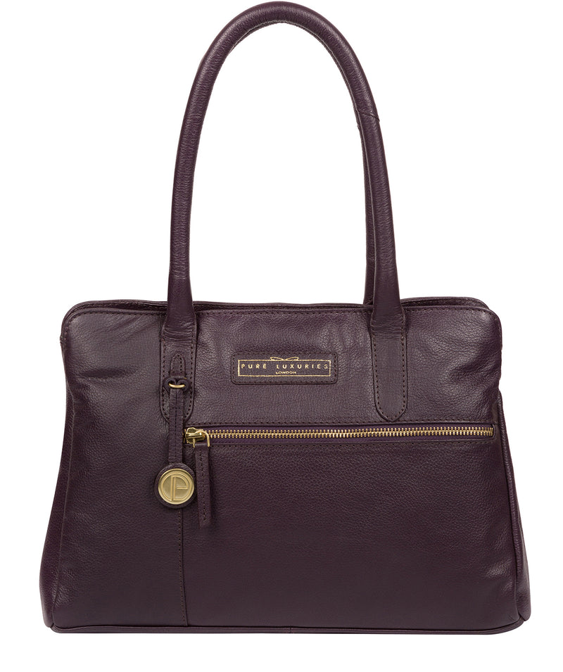 'Regent' Plum Leather Handbag Pure Luxuries London