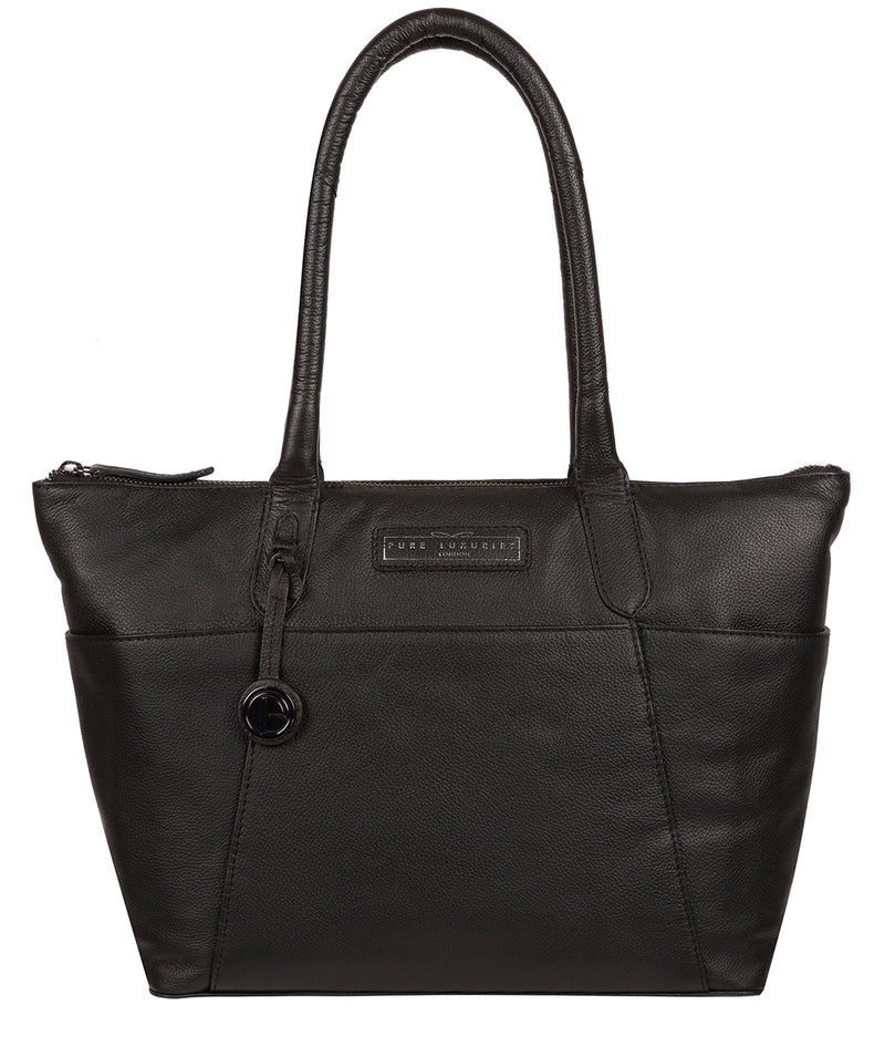 'Holne' Black & Silver Leather Tote Bag