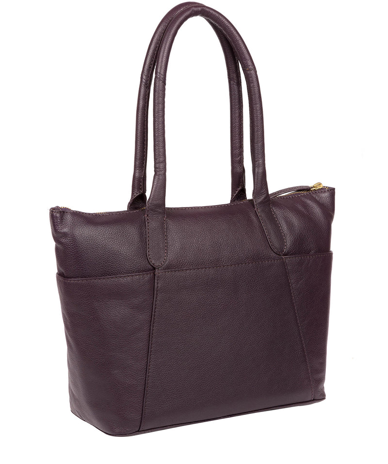 'Holne' Plum Leather Tote Bag