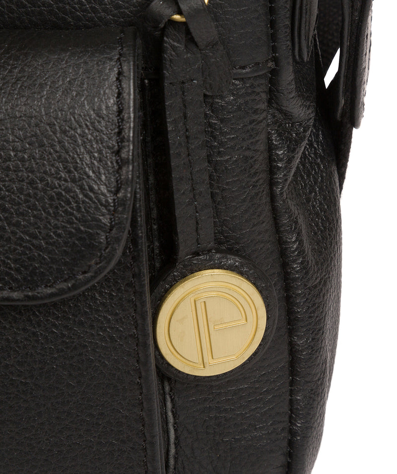 'Colton' Black & Gold Leather Cross Body Bag Pure Luxuries London