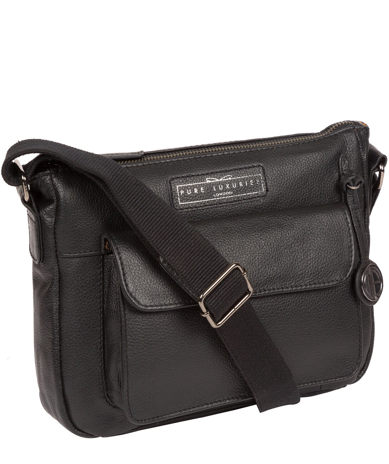 'Colton' Black & Silver Leather Cross Body Bag Pure Luxuries London