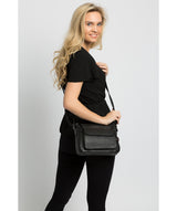 'Colton' Black & Silver Leather Cross Body Bag Pure Luxuries London