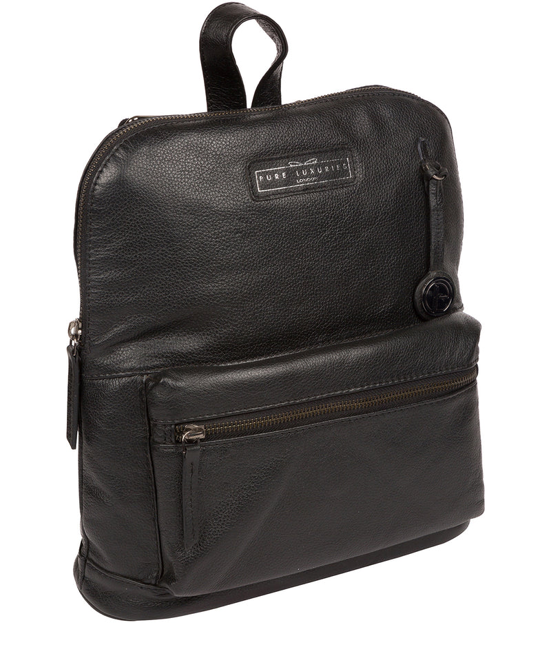 'Corfe' Black & Silver Leather Backpack Pure Luxuries London
