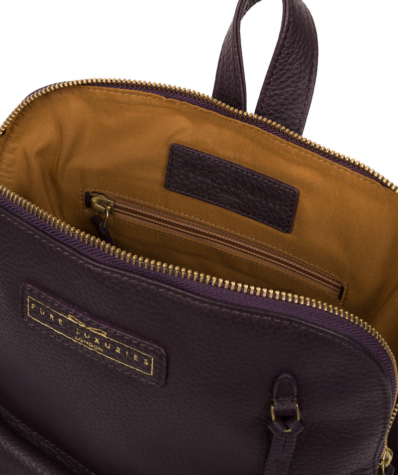 'Corfe' Plum Leather Backpack Pure Luxuries London